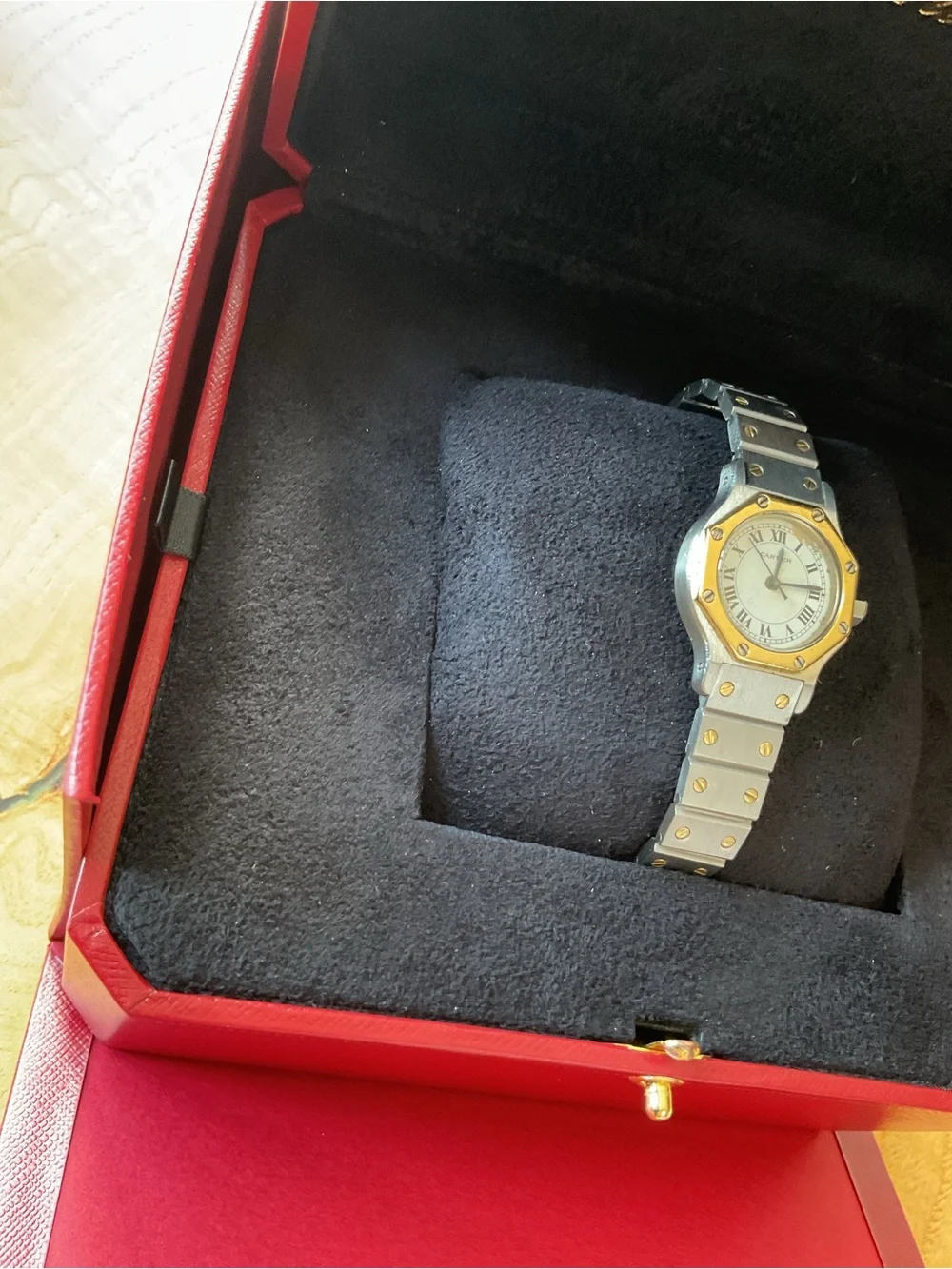 Cartier Two-Tone Silver and 18k Gold Santos Women's Watch - Picture 9 of 11